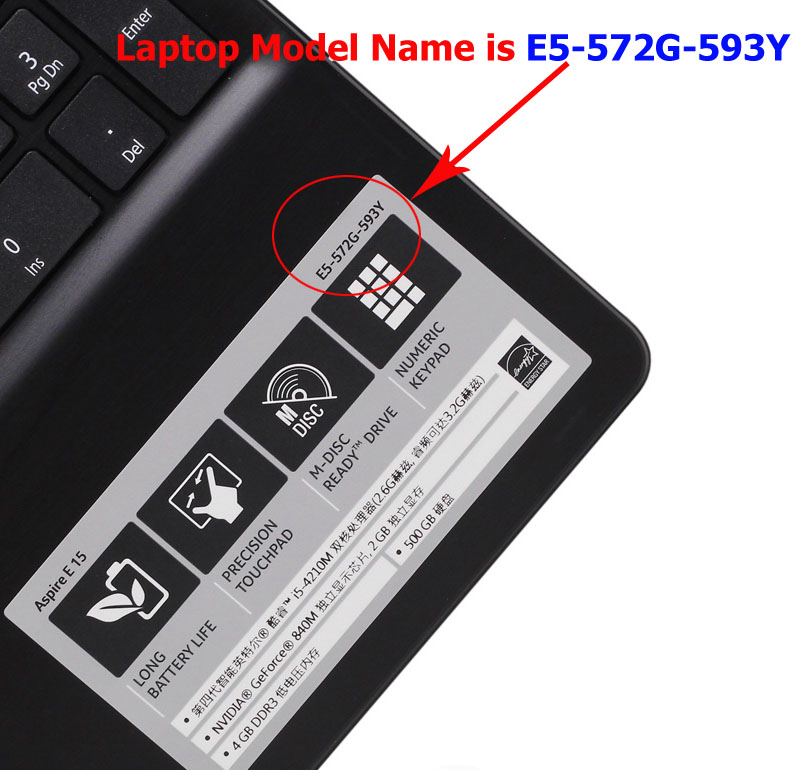 Find Acer laptop model 1