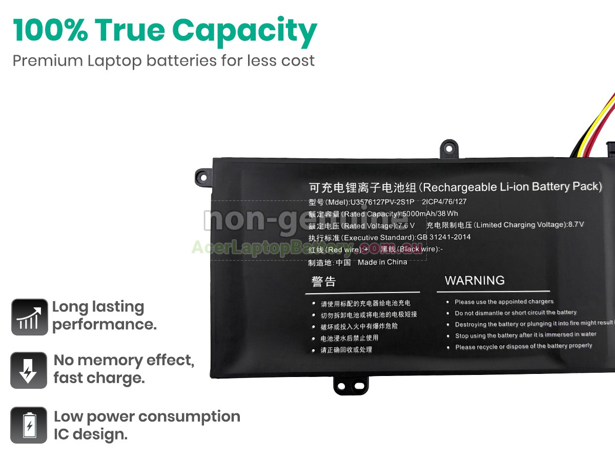 replacement Gateway U3576127PV-2S1P battery